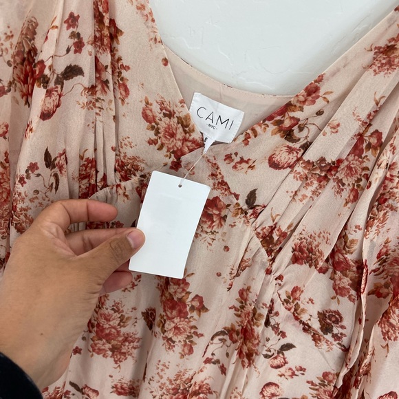 Cami NYC Francie Lace Trimmed Floral Boho 100% Silk Chiffon Maxi Dress Sz Small - Picture 6 of 10